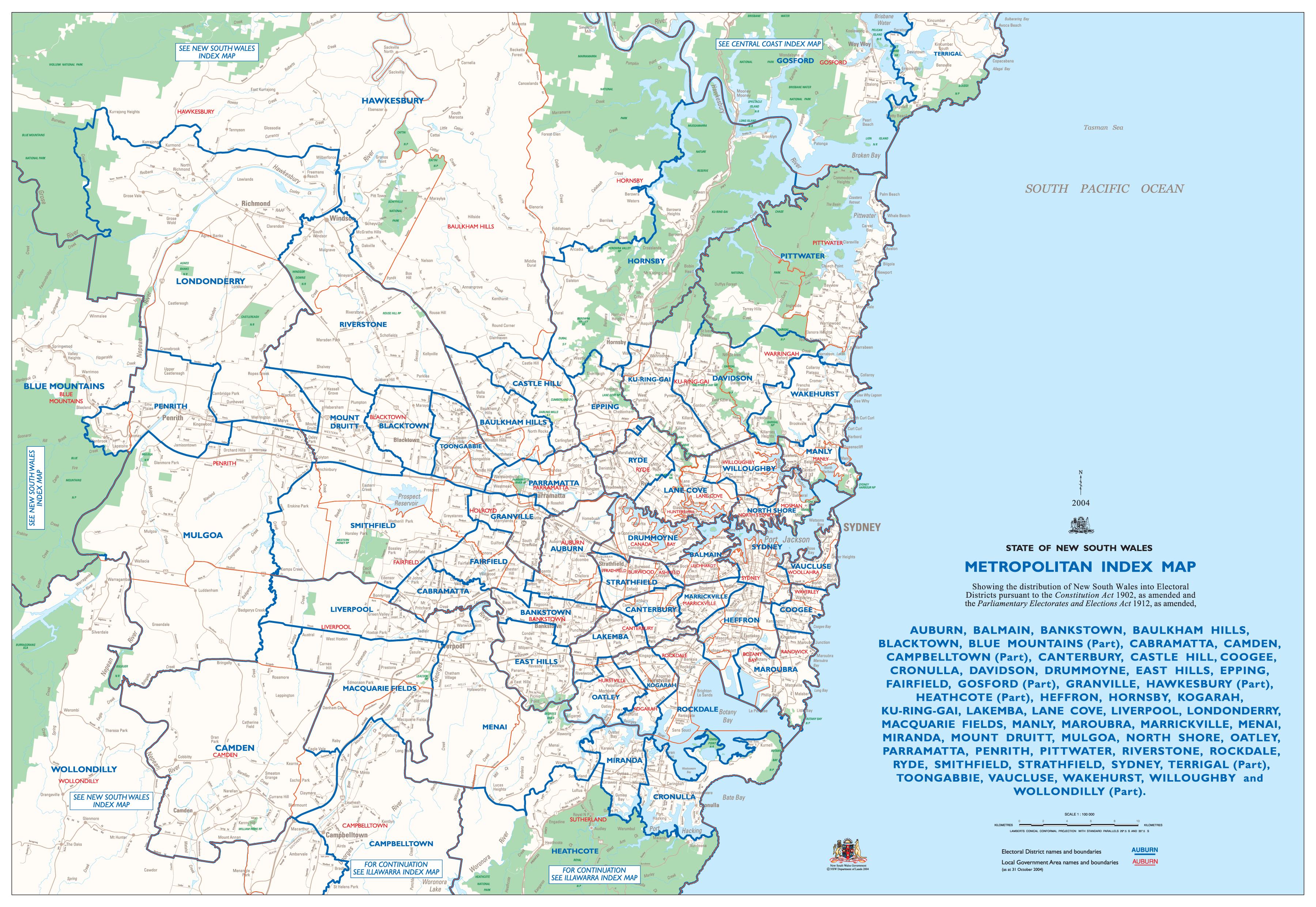 Mapa de sydney suburbios - Sydney mapa suburbios (Australia)
